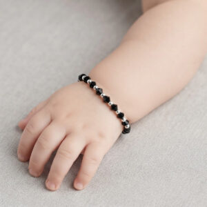 Pure silver nazariya for baby in black beads for kids