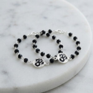 Om symbol design Baby nazariya in pure silver with black beads