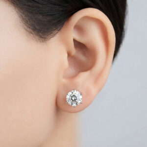 round cz solitaire studs earrings 2mm to 8mm