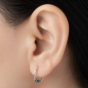Pure silver round bali hoops oxidized earrings