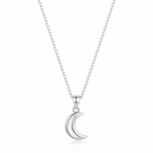 Crescent moon shape pure silver pendent