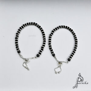 Adjustable Silver & Black Crystals Baby Nazariya