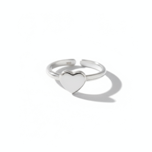 Pure silver heart shape adjustable finger ring in pure silver for kids and girls
