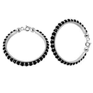 Pure 92.5 Sterling Silver Hallmarked Traditional Nazariya Baby Bangles Baby Kada with Lock for Kids by Parnika Jewels