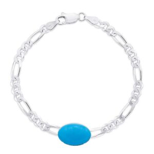Feroza bracelet turqoise stone for men in pure silver