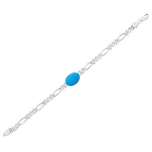 Feroza bracelet turqoise stone for men in pure silver