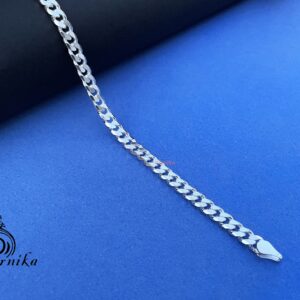 Curb design pure silver mens bracelet