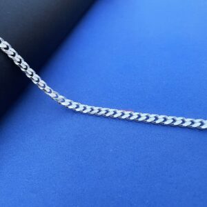 Curb design pure silver mens bracelet