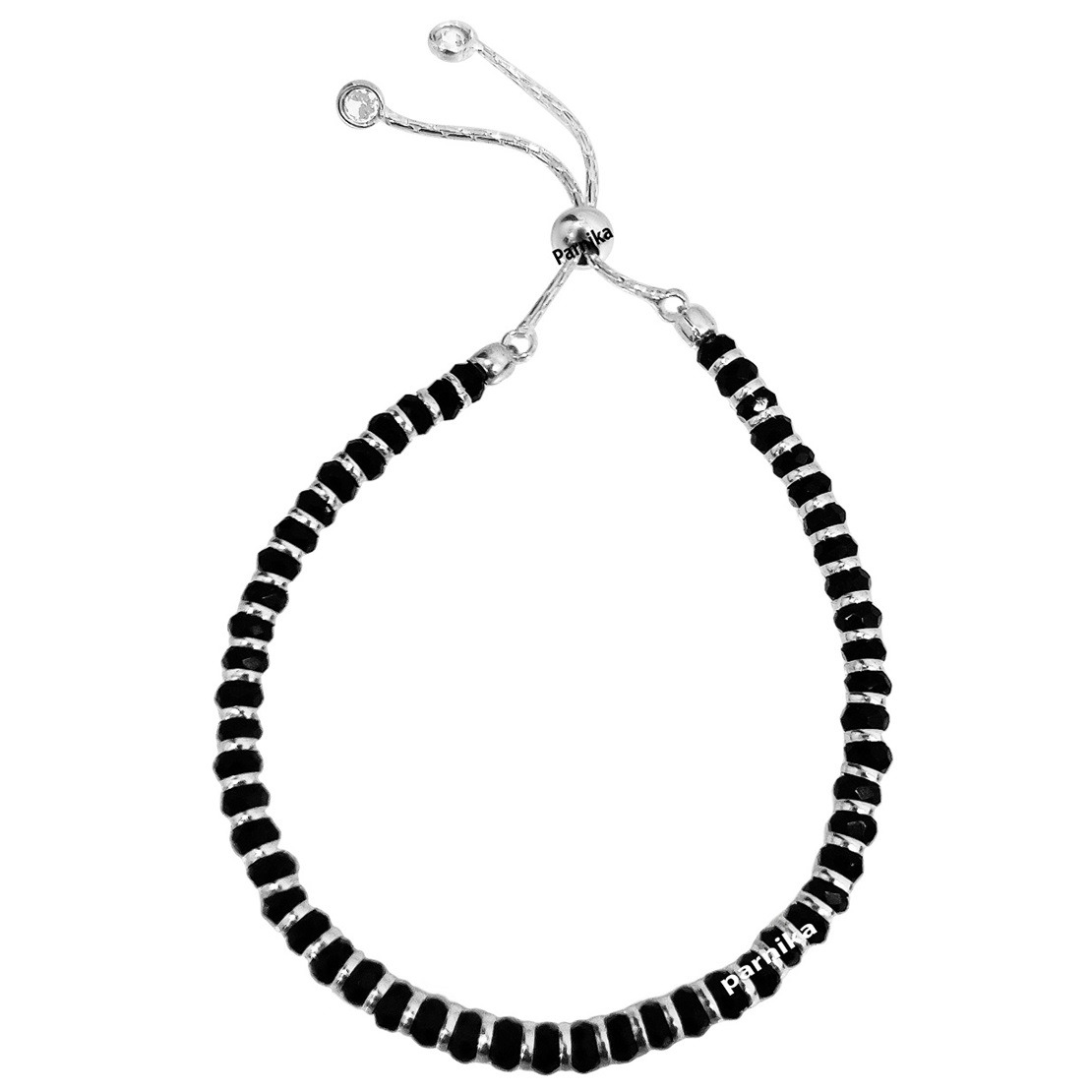 Adjustable Nazariya bracelet in pure silver with black beads with evil eye Adjustable Nazariya bracelet in pure silver with black beads with evil eye