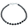 Nazariya bracelet in pure silver with black beads