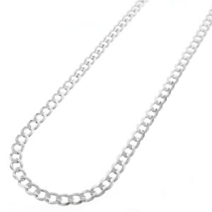 Cuban design pure silver lock chain in 4mm