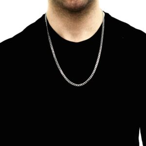 Double cuban design pure silver chain in 4mm