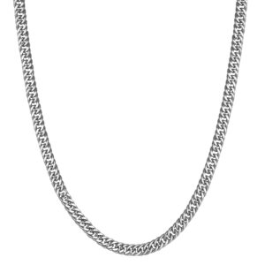 Double cuban design pure silver chain