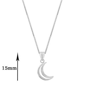 Crescent moon shape pure silver pendent