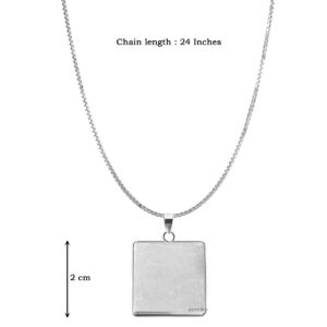 Square shape pure silver pendant