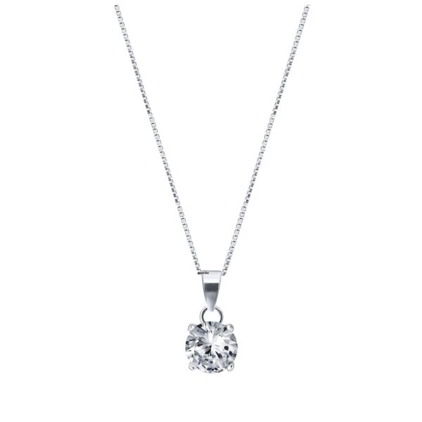 Round shape white solitaire pure silver pendant