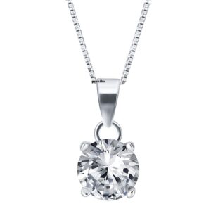 Round shape white solitaire pure silver pendant
