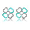 Silver studs flower shape earrings with sky blue petals
