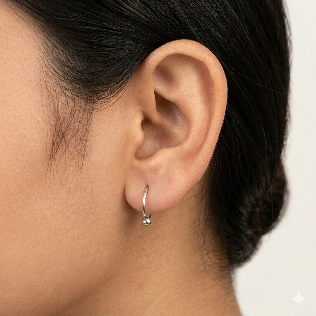 MJER0037-2 Ball design silver bali hoops earrings