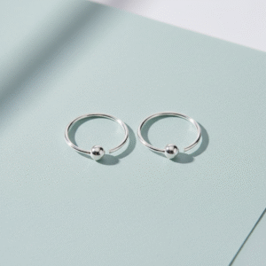 Ball design silver bali hoops earrings