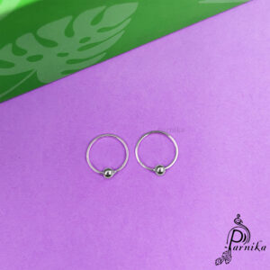 ball design silver bali hoops earrings
