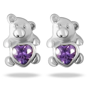 Teddy bear design silver earrings studs in pure silver