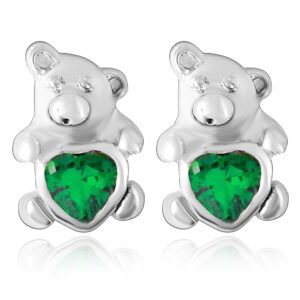 Teddy bear design silver earrings studs in pure silver