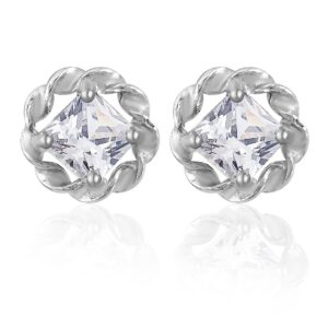 CZ studded tops studs silver earrings for women , girls and kids