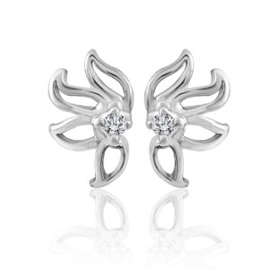 CZ studded tops studs silver earrings for women , girls and kids