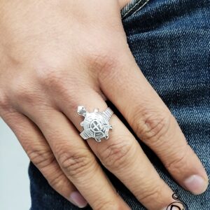 Tortoise pure silver finger ring for men and women