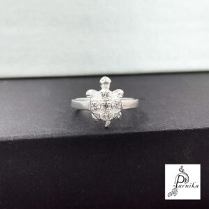 Tortoise turtle silver finger ring for good luck