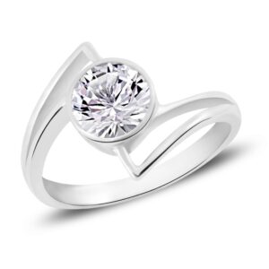 92.5 pure silver finger ring in rhodium finish for women and girls