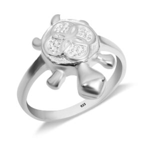 Tortoise pure silver finger ring for good luck