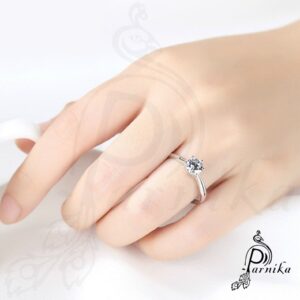 silver solitaire ring in pure silver for women and girls