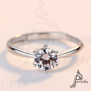 silver solitaire ring in pure silver for women and girls