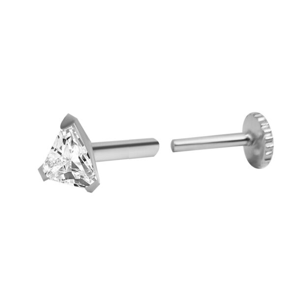 Triangle shape design stud in pure silver