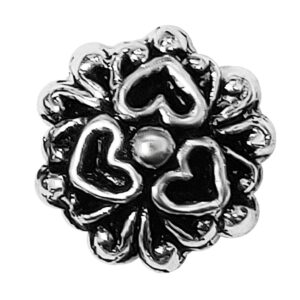 Antique design stud in pure silver oxidized