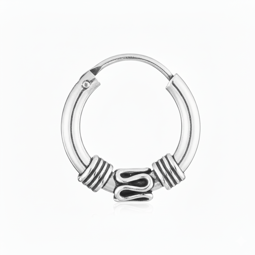 Small Silver Nose Hoop Nose Pin for Girls and Women Small Size Piercing Hoop Silver Ball Nose Ring Nose Pin in 92.5 Sterling Silver