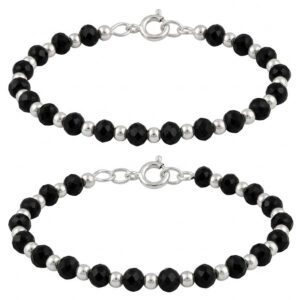 Pure silver nazariya for baby in black beads for kids