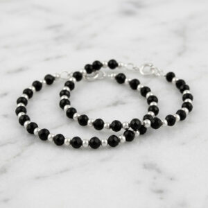 Pure silver nazariya for baby in black beads for kids
