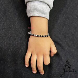 Pure silver nazariya for baby in black beads for kids