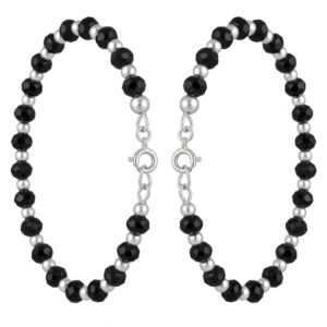 Pure silver nazariya for baby in black beads for kids