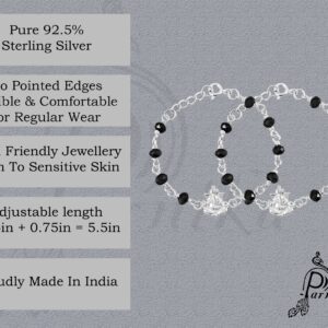 Ganesh Baby nazariya in pure silver with black beads