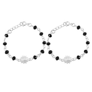 surya suraj design Baby nazariya in pure silver with black beads