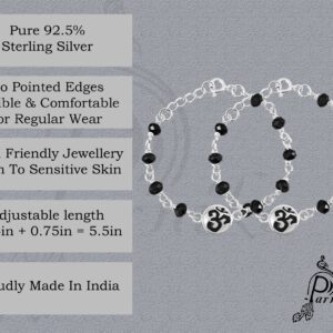 Om symbol design Baby nazariya in pure silver with black beads