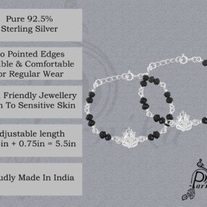 Ganesh ji design Baby nazariya in pure silver with black beads
