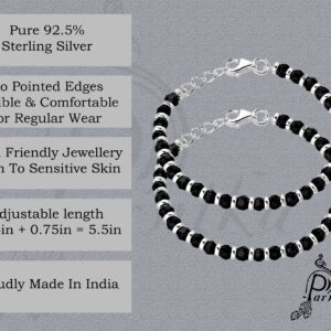 Baby nazariya bracelet with black beads in pure silver