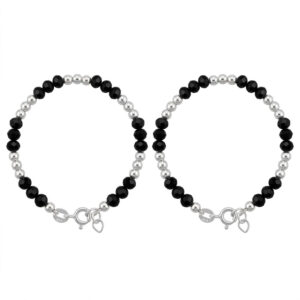 Baby nazariya in pure silver with black beads
