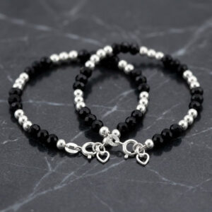 Baby nazariya in pure silver with black beads