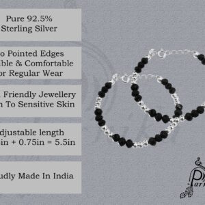 Baby nazariya in pure silver with black beads
